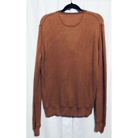 Tommy Bahama Mens Medium Orange V-Neck Sweater Thermal Long Sleeve - Picture 3 of 4